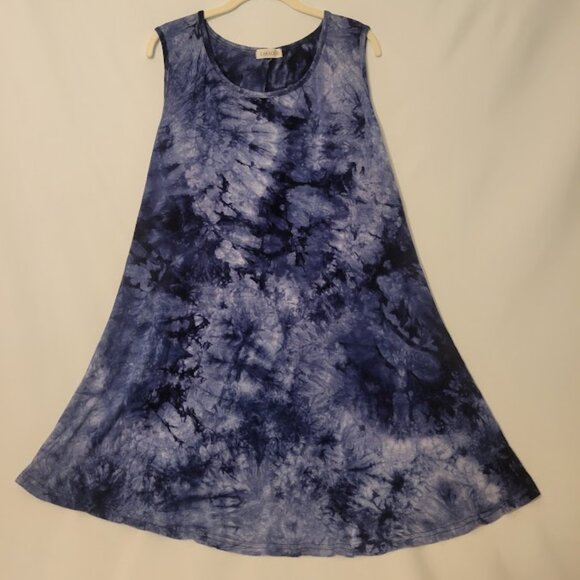 Plus Larace 4x Navy Blue Tie-Dye Tank Tunic - Picture 1 of 2